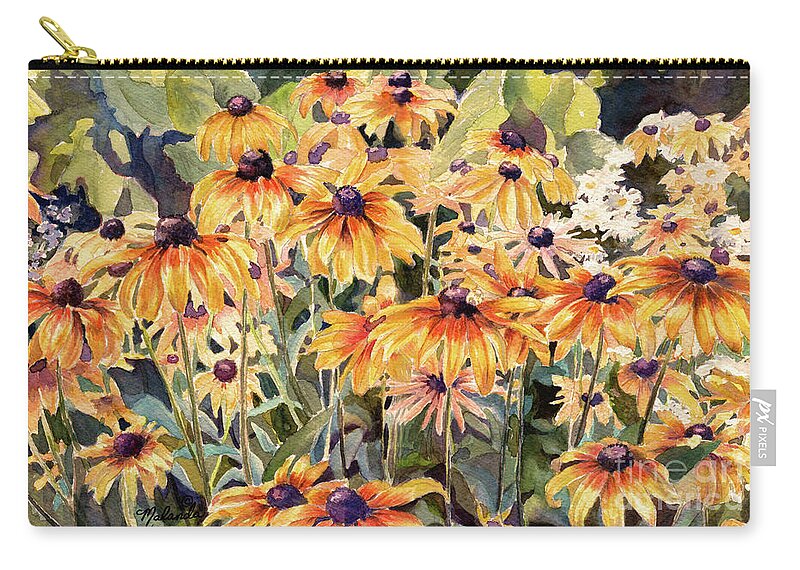 Rudbeckia Zip Pouch featuring the painting Rudbeckia  by Malanda Warner