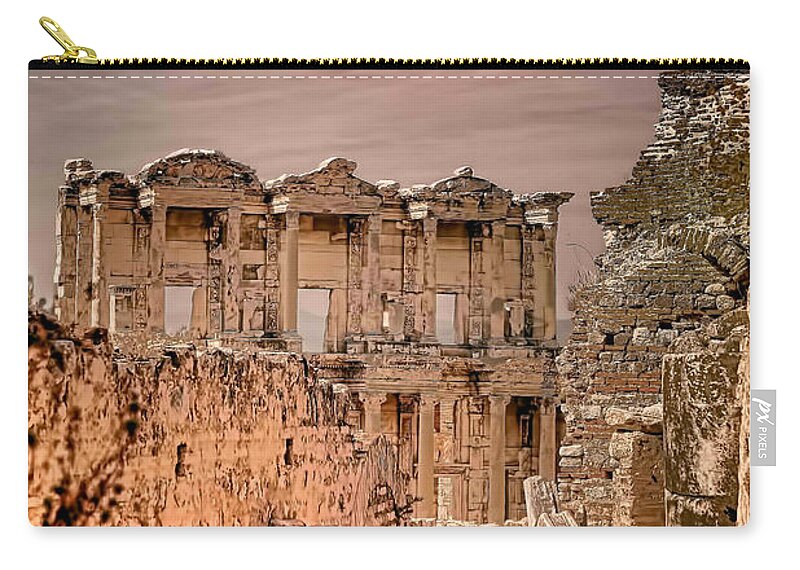 Europe Zip Pouch featuring the photograph Ruins of Ephesus by Tom Prendergast
