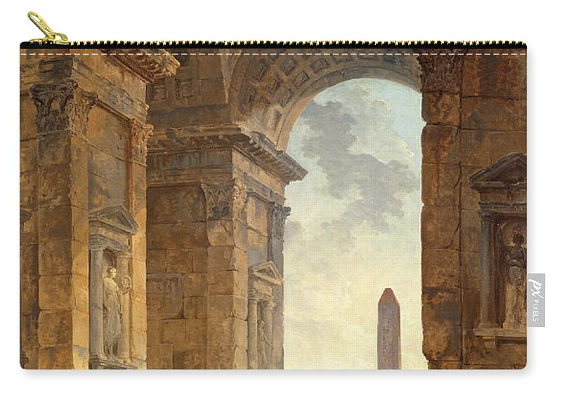 Hubert Robert Carry-all Pouch featuring the painting Ruins with an Obelisk in the Distance  by Hubert Robert