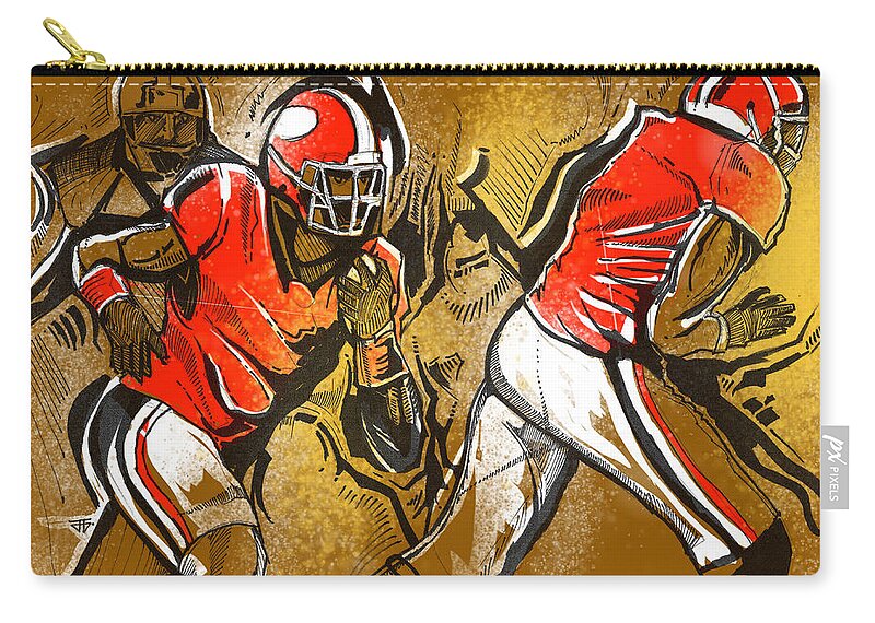 Uga Football Zip Pouch featuring the painting Run IT by John Gholson