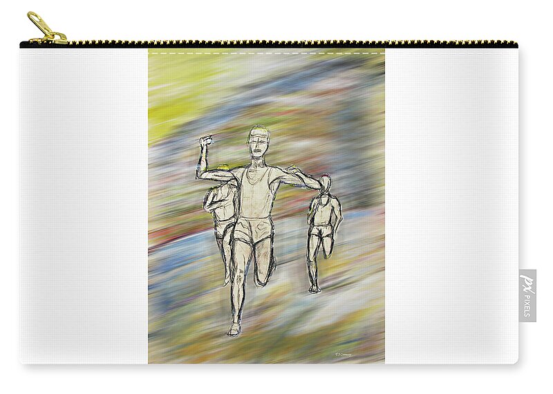 Running Zip Pouch featuring the painting Runners by Tom Conway
