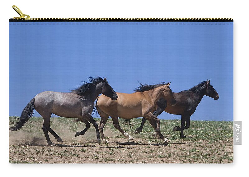 Wild Horse Zip Pouch featuring the photograph Running Free- Wild Horses by Mark Miller