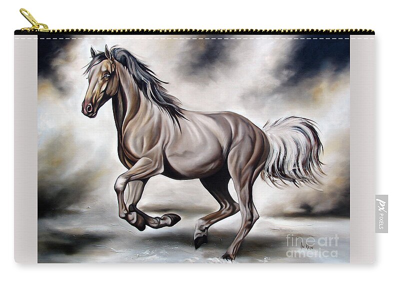 Horse Zip Pouch featuring the painting Running by Ilse Kleyn