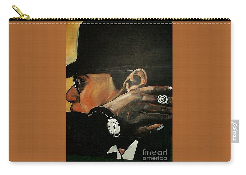 Malcolm X Muslim Brotherhood Zip Pouch featuring the painting Running out of time by Tyrone Hart