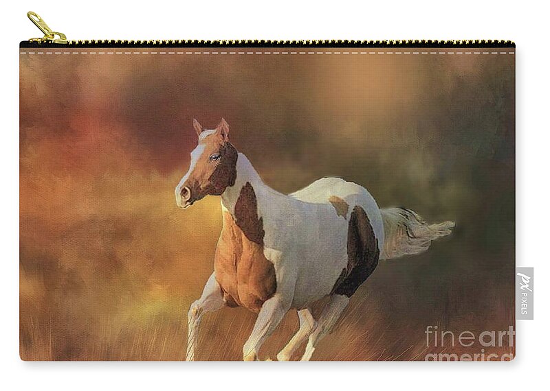 Pinto Zip Pouch featuring the photograph Running Wild by Janette Boyd