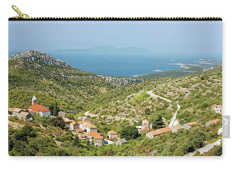 Rural Overviews Zip Pouch featuring the photograph Rural Hvar Island Overview by Sally Weigand