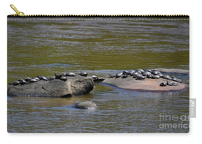 Animals Zip Pouch featuring the photograph Rush Hour At The Spa by Skip Willits