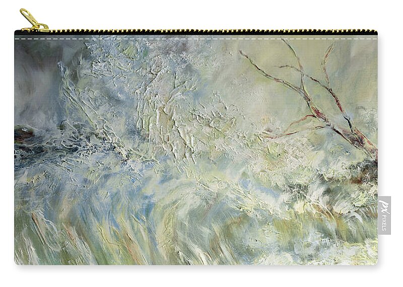 Abstract Waterfall Zip Pouch featuring the painting Rush by Malanda Warner