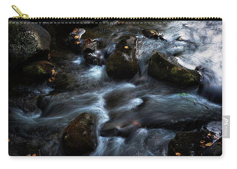Rocks Carry-all Pouch featuring the photograph Rushing Stream by Norman Reid