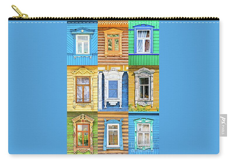 Windows Zip Pouch featuring the photograph Russian windows by Delphimages Photo Creations