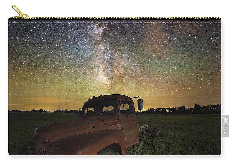 #abandoned #air Glow #antique #astronomy #astrophotographer #astrophotography #clouds #dark Places #decay #flashlight #homegroen Photography #international #l Series #light Painting #metal #milky Way #night #old #pickup #rural #rust #rusted #rusty #sky #south Dakota #travel #truck #vertorama #vintage #l130 Zip Pouch featuring the photograph Rusted In Time by Aaron J Groen