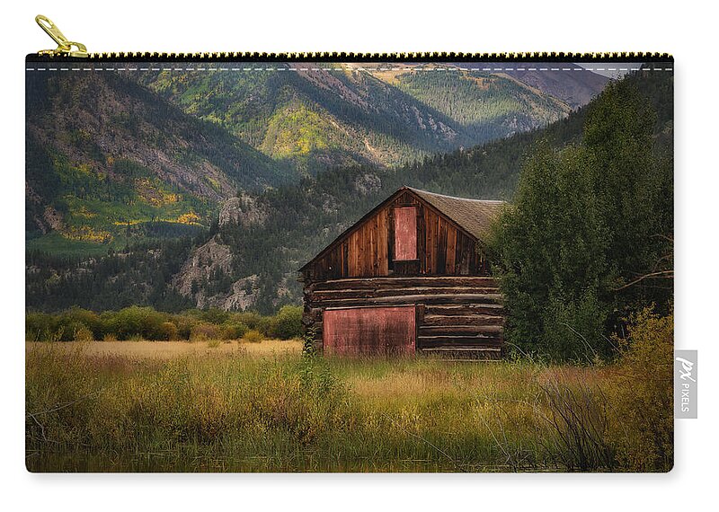 Aspen Zip Pouch featuring the photograph Rustic Colorado Barn by John Vose