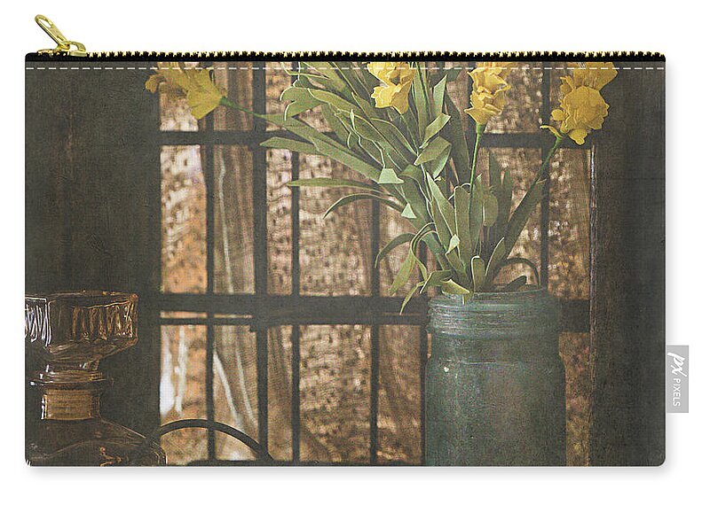 Flowers Zip Pouch featuring the photograph Rustic Still Life 1 by Teresa Wilson