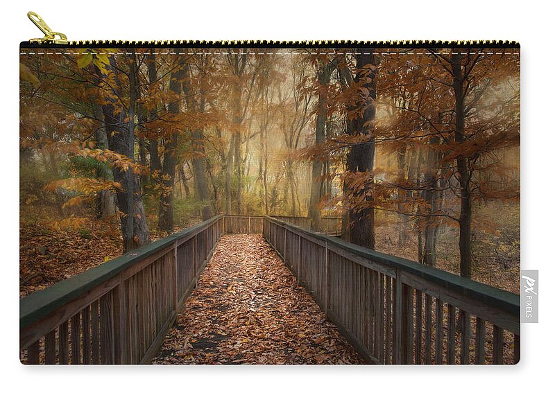 Boardwalk Zip Pouch featuring the photograph Rustic Woodland by Robin-Lee Vieira