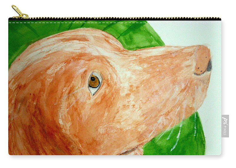 Brittany Dog Puppy Orange Liver Roan Brittany Spaniel Zip Pouch featuring the painting Rusty by Colleen Casner