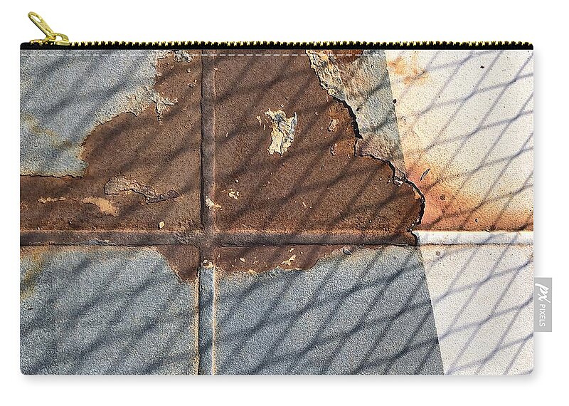 Rusty Floor Zip Pouch featuring the photograph Rusty Cross by Flavia Westerwelle