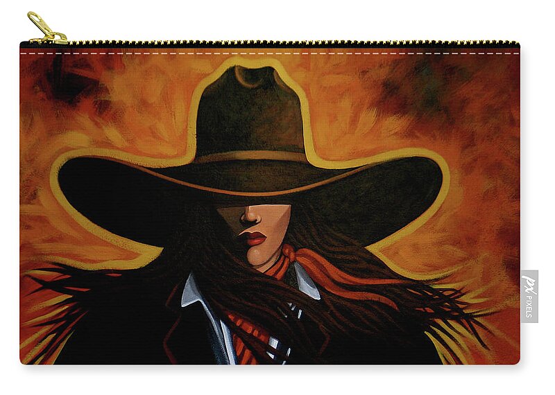 Cowgirl Zip Pouch featuring the painting Rusty by Lance Headlee