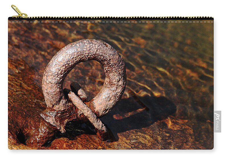Rust Zip Pouch featuring the photograph Rusty Ring by Debbie Oppermann