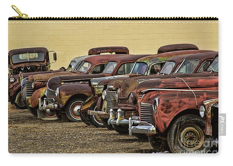Cars. Vehicles Zip Pouch featuring the photograph Rusty Row by Steven Parker
