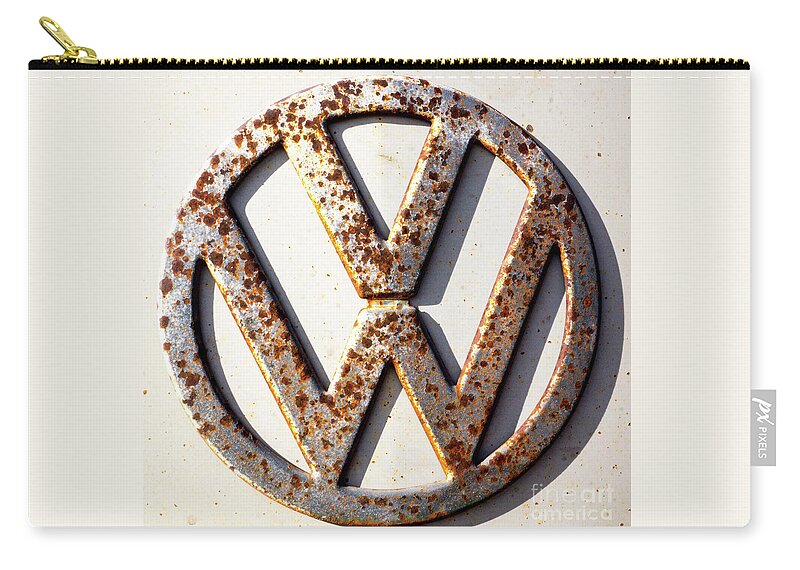 Tinas Captured Moments Zip Pouch featuring the photograph Vintage VW Sign by Tina Hailey
