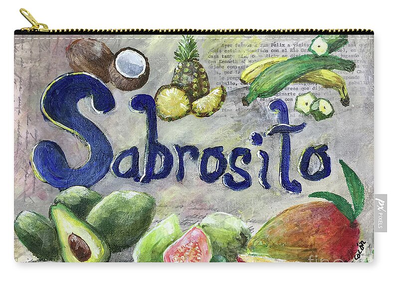 Sabroso Zip Pouch featuring the mixed media Sabrosito by Janis Lee Colon
