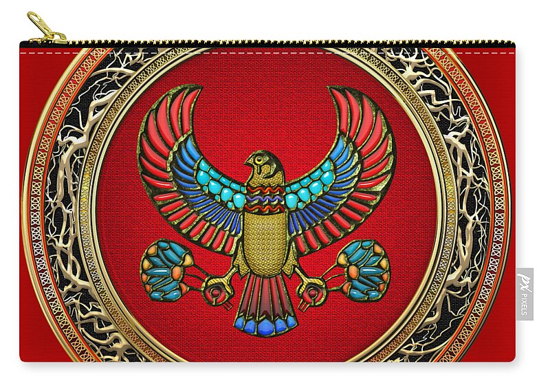 'treasure Trove' Collection By Serge Averbukh Carry-all Pouch featuring the digital art Sacred Egyptian Falcon by Serge Averbukh