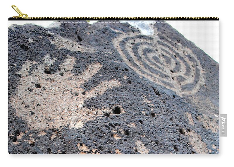 Petroglyphs Zip Pouch featuring the photograph Sacred Hand by Glory Ann Penington