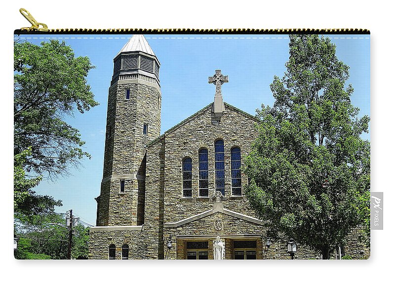 Catholic Church Carry-all Pouch featuring the photograph Sacred Heart Catholic Church in Riverton New Jersey by Linda Stern