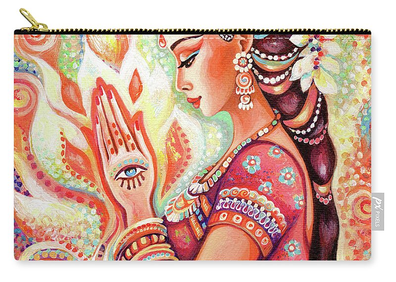 Indian Dancer Carry-all Pouch featuring the painting Sacred Pray by Eva Campbell