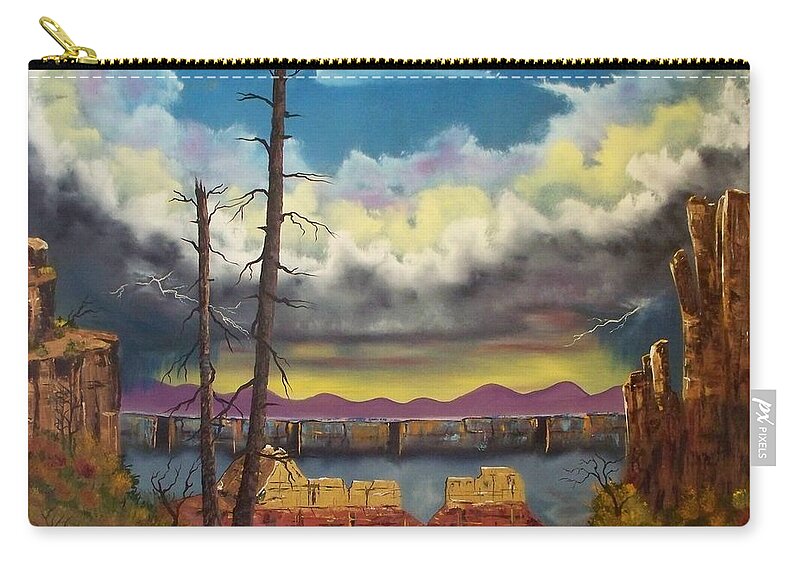 Painting Zip Pouch featuring the painting Sacred View by Patrick Trotter