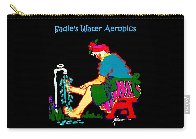 Woman Zip Pouch featuring the painting Sadie's Water Aerobics by Adele Bower