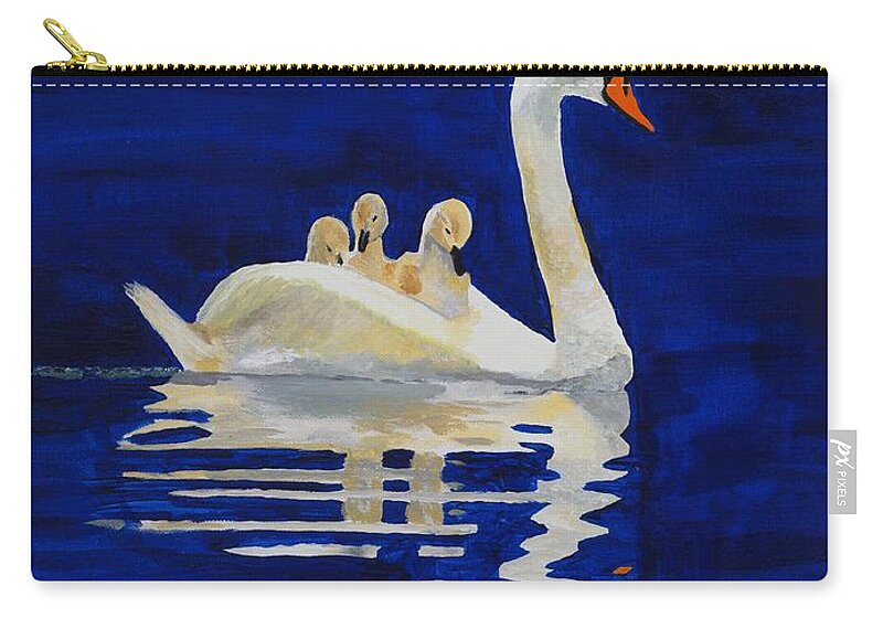 Swan Zip Pouch featuring the painting Safe Harbor by Rodney Campbell