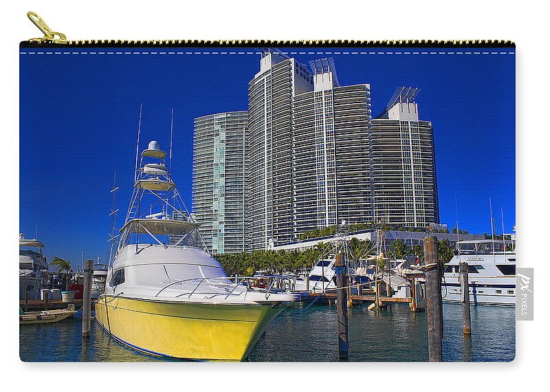 Luxury Yacht Zip Pouch featuring the photograph Miami Beach Marina Series 32 by Carlos Diaz