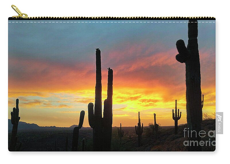 Anthony Citro Photography Zip Pouch featuring the photograph Saguaro Sunset by Anthony Citro