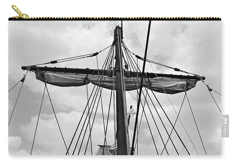 Ships Zip Pouch featuring the photograph Sail Away BW by Charles HALL