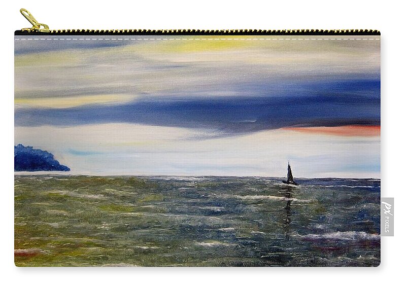 Sailboat Zip Pouch featuring the painting Sailing at dusk by Marilyn McNish