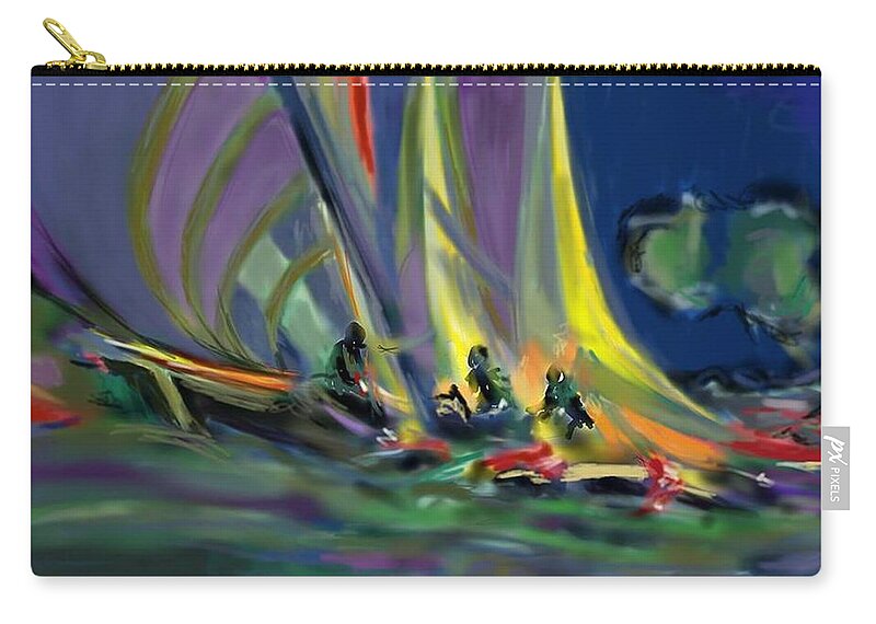 Sailboat Zip Pouch featuring the digital art Sailing by Darren Cannell