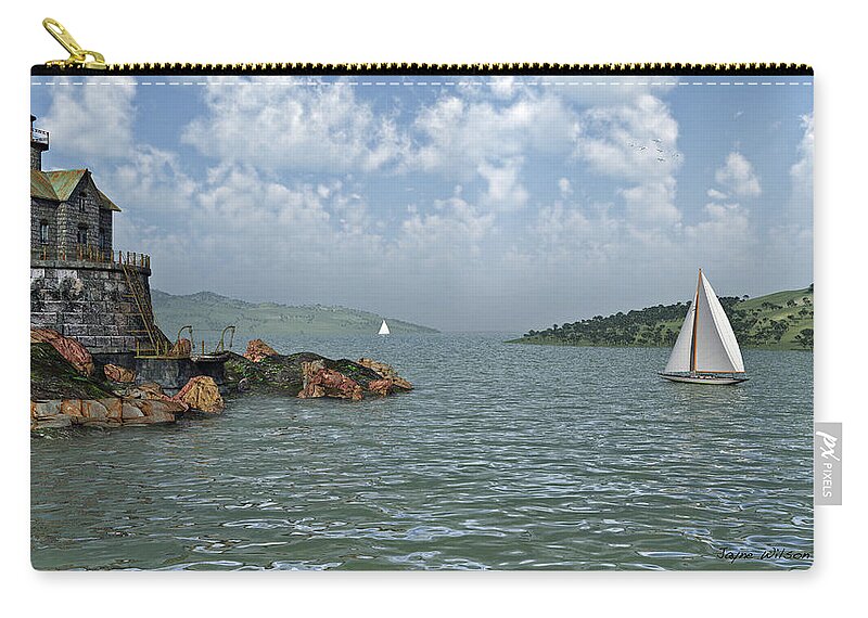 Sailboat Zip Pouch featuring the digital art Sailing Home by Jayne Wilson