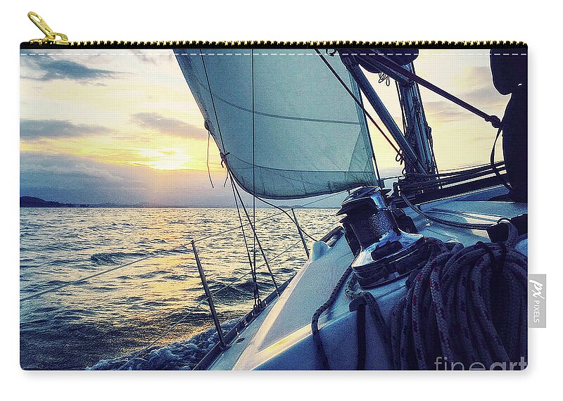 Sunset Zip Pouch featuring the photograph Sailing Into The Sunset by Phil Perkins