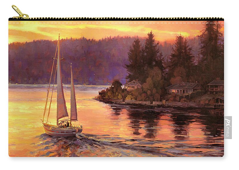 Sailing Carry-all Pouch featuring the painting Sailing on the Sound by Steve Henderson