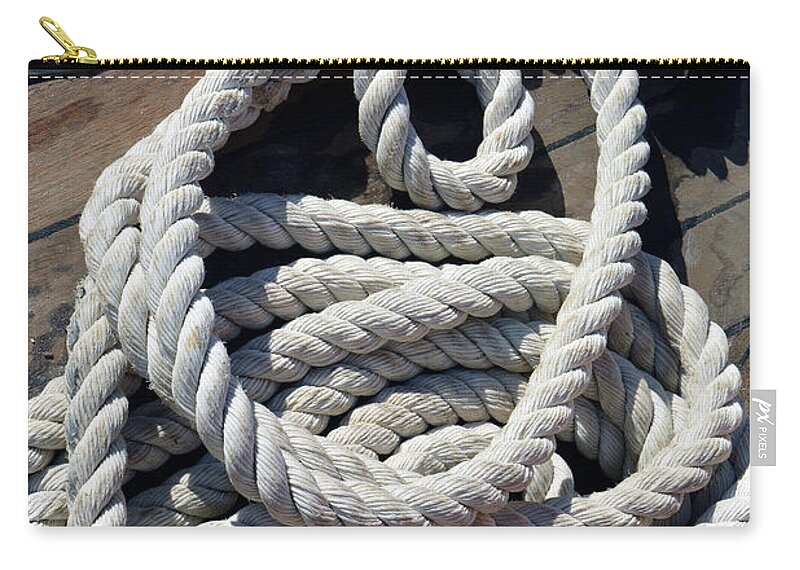 Sailing rope on wooden floor Zip Pouch