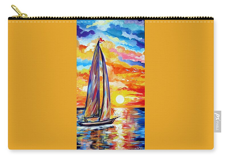 Sails Zip Pouch featuring the painting Sailing towards my dreams by Roberto Gagliardi