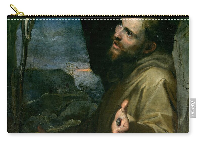 Federico Barocci Zip Pouch featuring the painting Saint Francis by Federico Barocci