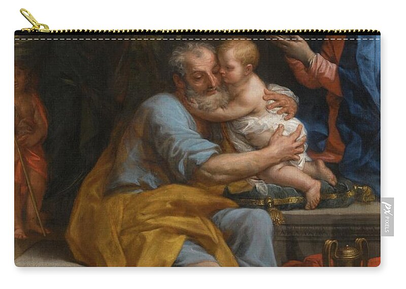 Carlo Maratta The Holy Family Carry-all Pouch featuring the painting Saint Joseph Embracing The Christ Child by Carlo Maratta