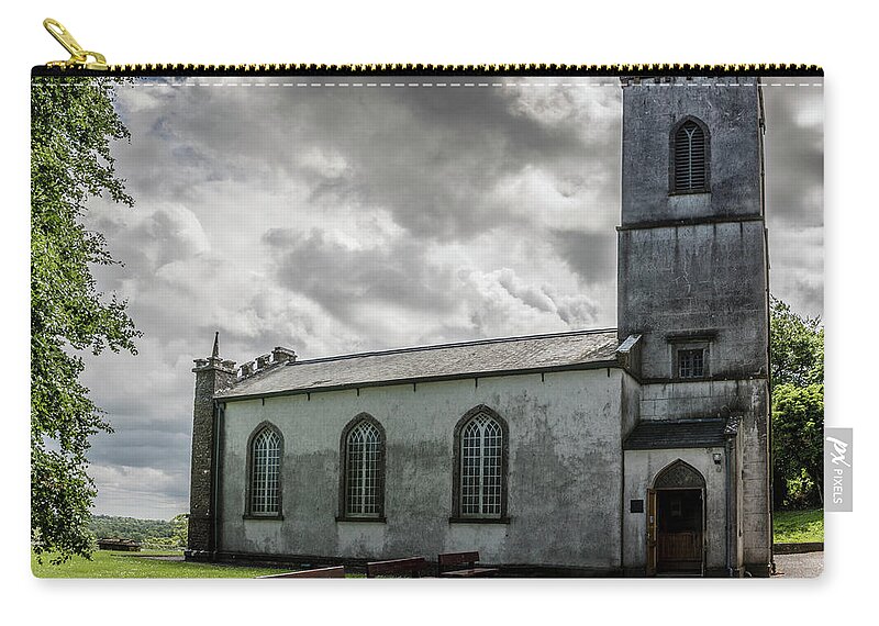 Ireland Zip Pouch featuring the photograph Saint Patricks Church on the Hill of Tara by Teresa Wilson