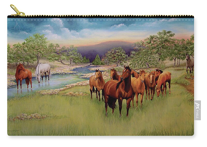 Salado Zip Pouch featuring the painting Salado by Sandy Dusek