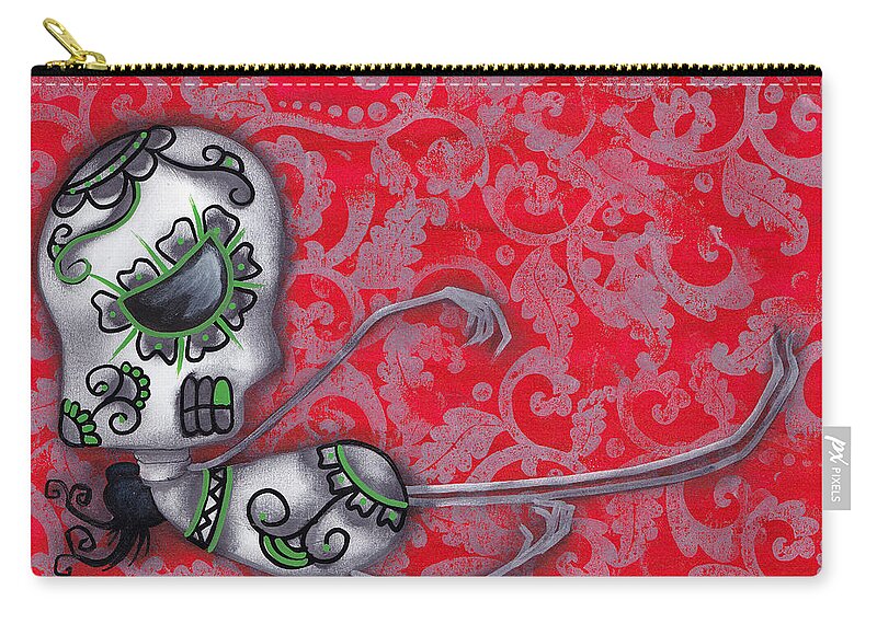 Day Of The Dead Carry-all Pouch featuring the painting Salazar by Abril Andrade