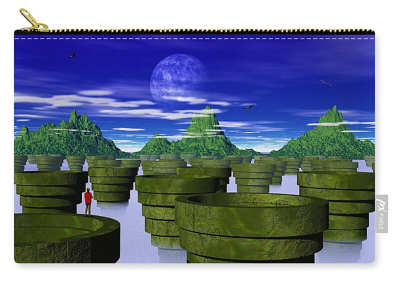 Sally Zip Pouch featuring the photograph Sally's Perilous Quest Across The Chasm by Mark Blauhoefer
