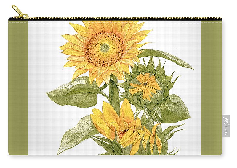 Joette Snyder Zip Pouch featuring the painting Sally's Sunflowers by Joette Snyder