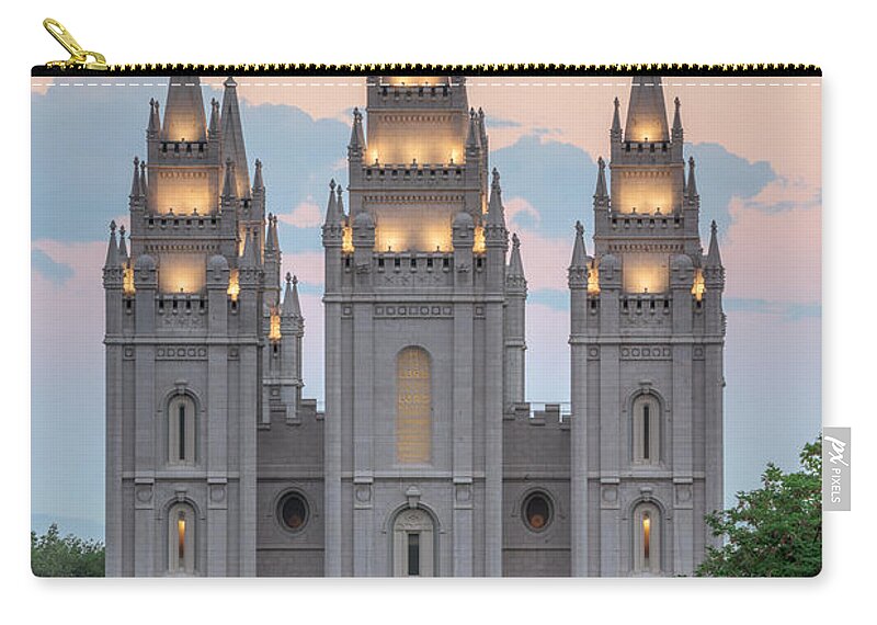 Salt Lake City Temple Zip Pouch featuring the photograph Salt Lake City Temple Morning by Dustin LeFevre